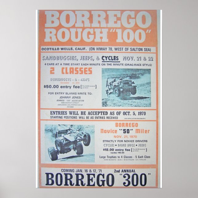 Borrego Rough 100 Race Poster (Front)
