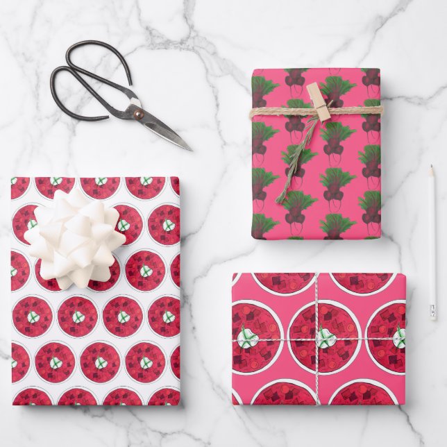 Borscht Eastern European Red Beet Beetroot Soup Wrapping Paper Sheets (Front)