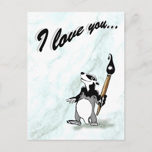 Bortel the badger _ I love you Postcard