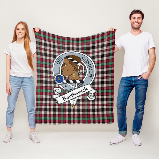 Borthwick Ancient Clan Badge Tartan Plaid Fleece Blanket (In Situ)