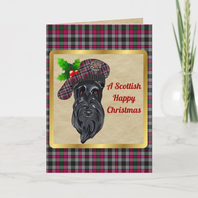 Borthwick Badge & Tartan Personalized Christmas Card (Front)