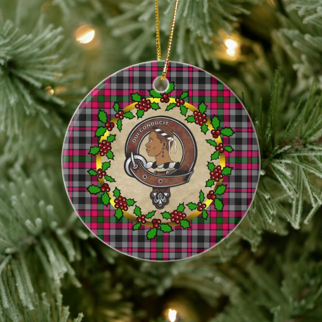 Borthwick Clan Badge & Tartan Personalized Xmas Ceramic Ornament (Tree)