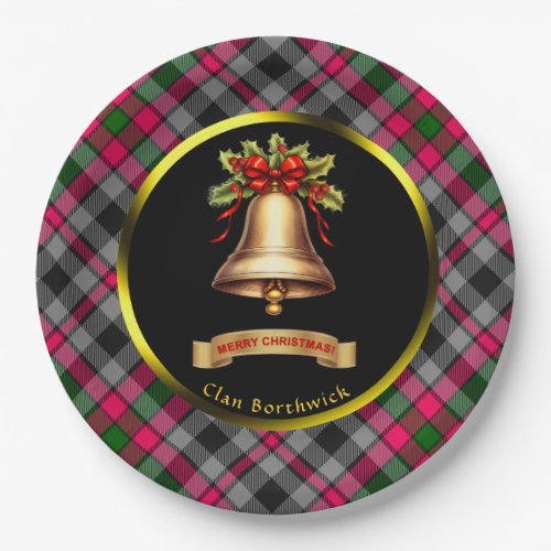 Borthwick Tartan Personalized Christmas Paper Plates