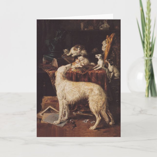 Borzoi And Cats Card (Front)
