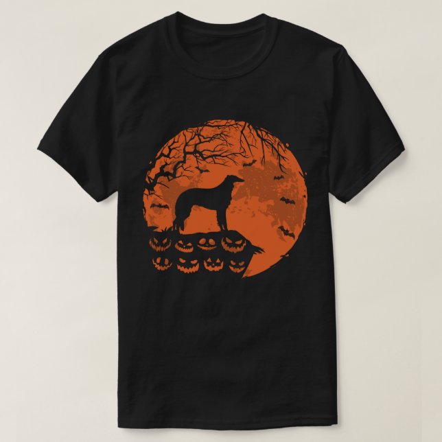 Borzoi And Moon Halloween Costume Dog Lover Gift  T-Shirt (Design Front)