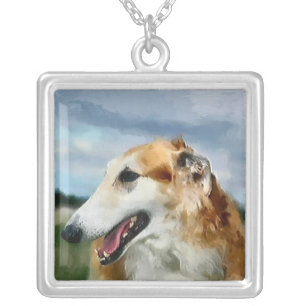 Borzoi Art Gifts Silver Plated Necklace