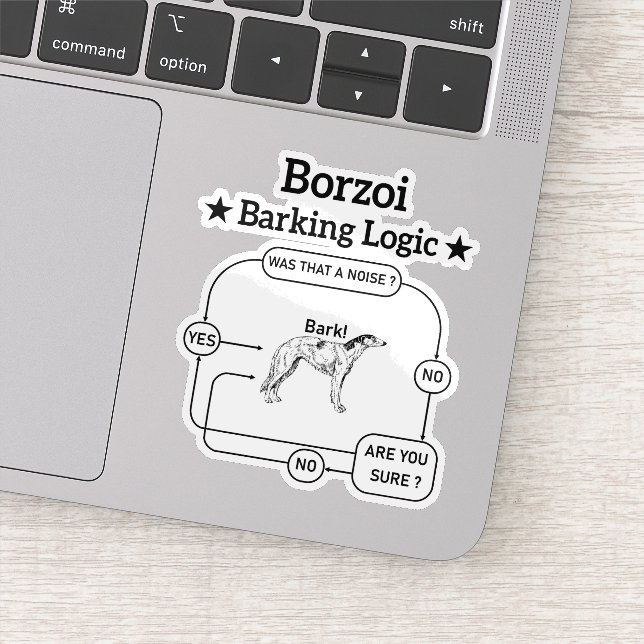 Borzoi Barking Logic Funny Dog Owner Sarcastic Sticker (Detail)