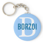Borzoi Breed Monogram Design Keychain