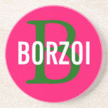 Borzoi Breed Monogram Design Sandstone Coaster