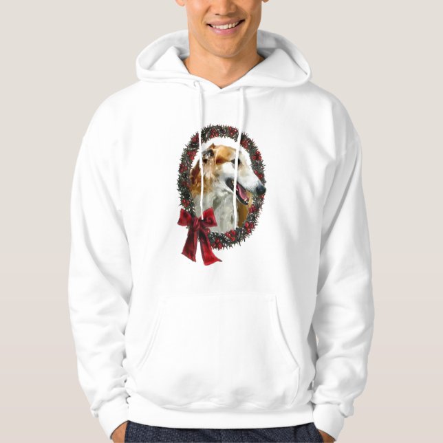 Borzoi Christmas Gifts Hoodie (Front)