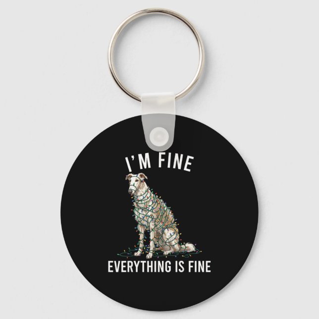 Borzoi Christmas I'm Fine Everything Is Fine  Keychain (Front)