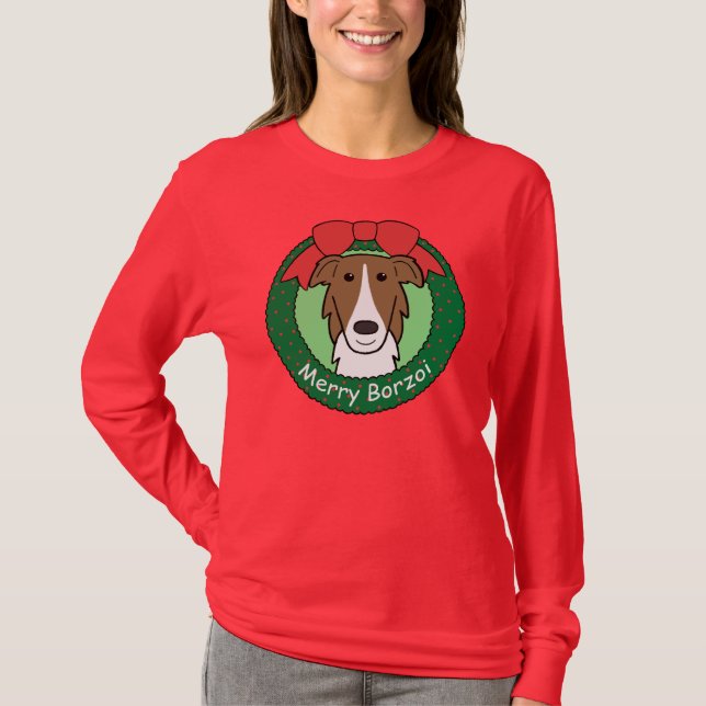 Borzoi Christmas T-Shirt (Front)