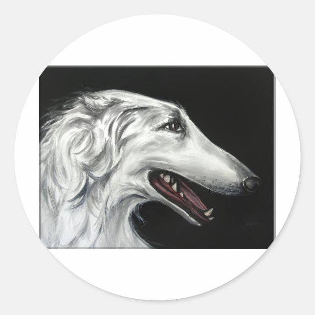 borzoi classic round sticker (Front)