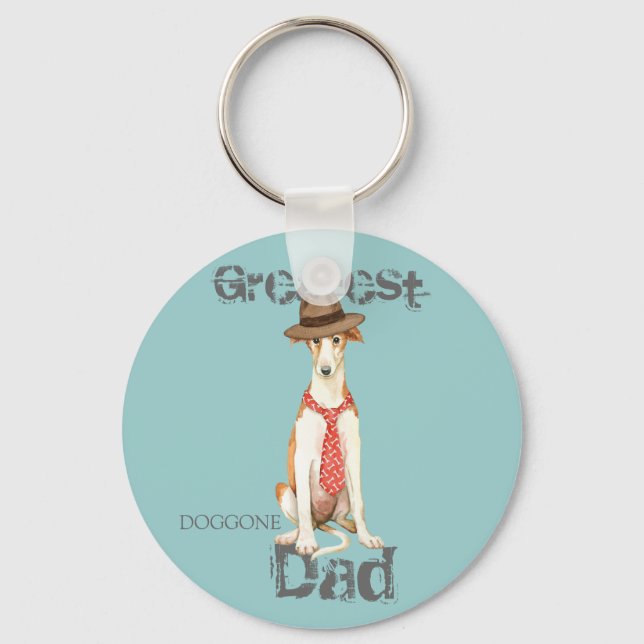 Borzoi Dad Keychain (Front)
