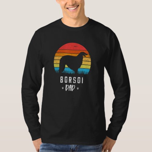 Borzoi Dad Retro Vintage T_Shirt