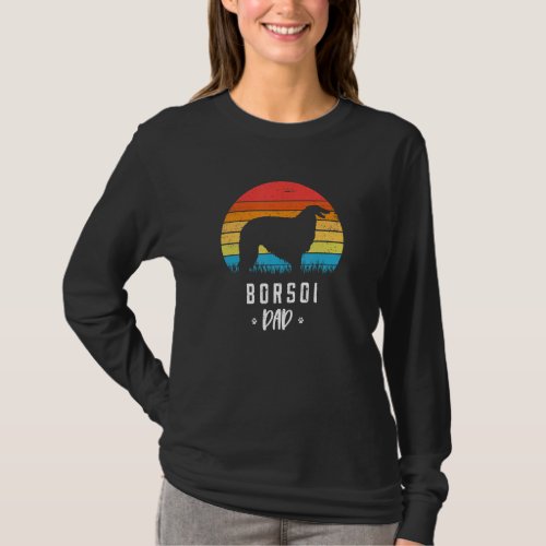 Borzoi Dad Retro Vintage T_Shirt