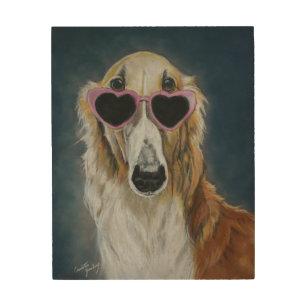 Borzoi Dog Art Wood Wall Art