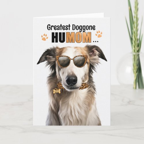 Borzoi Dog Best HuMOM Ever Mothers Day Holiday Card