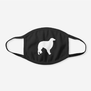 Borzoi Dog Breed Silhouette Black Cotton Face Mask