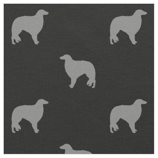 Borzoi Dog Breed Silhouettes Patterned Fabric