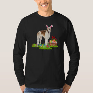 Borzoi Dog Easter Egg Hunting Bunny Borzoi Easter  T-Shirt