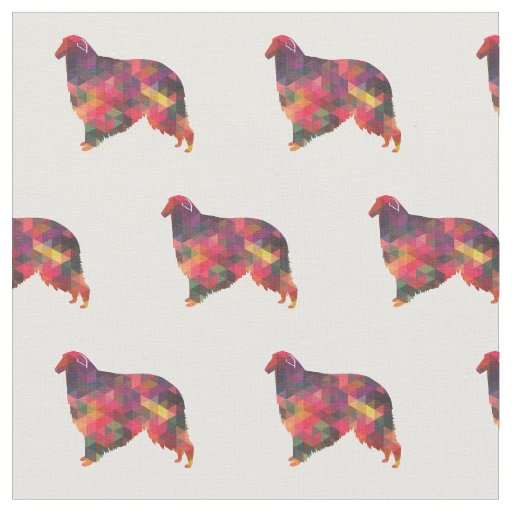 Borzoi Dog Geometric Pattern Silhouette Multi Fabric