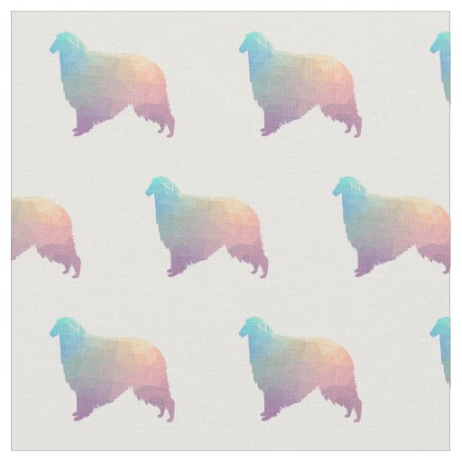 Borzoi Dog Geometric Pattern Silhouette Pastel Fabric