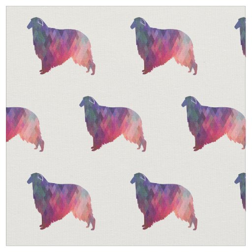 Borzoi Dog Geometric Pattern Silhouette Pink Fabric