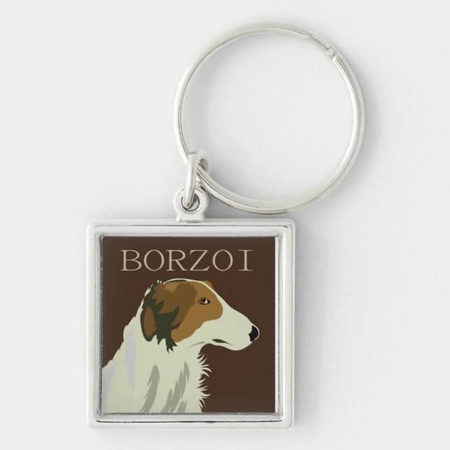 BORZOI dog Keychain (Front)