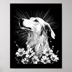 Borzoi Dog Lover Retro Style Tattoo _1 Poster