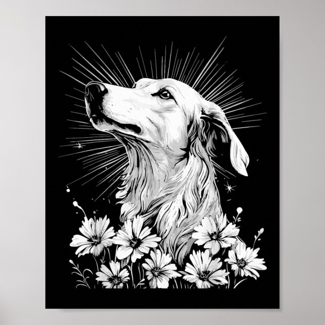 Borzoi Dog Lover Retro Style Tattoo _1  Poster (Front)