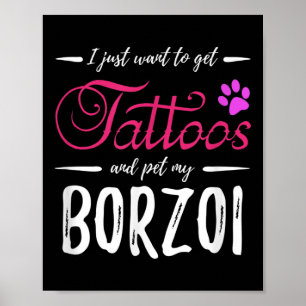 Borzoi Dog Lover Tattoo Funny Dog Mom Gift Idea  Poster