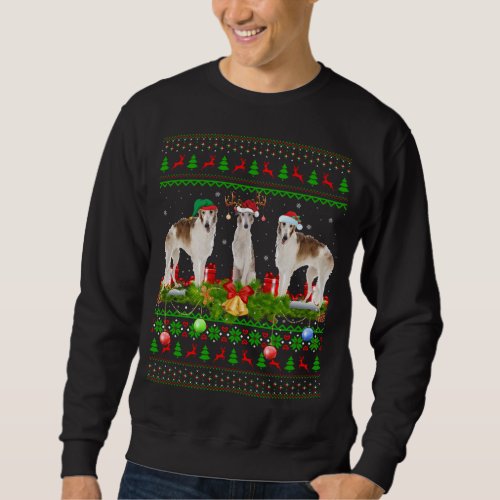 Borzoi Dog Lover Xmas Lighting Santa Ugly Borzoi C Sweatshirt