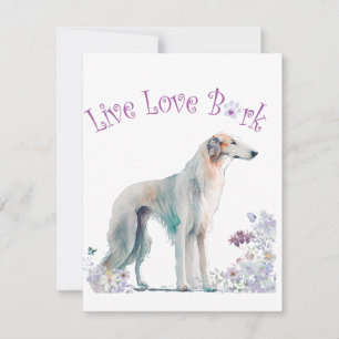 Borzoi Dog Mom Floral Note Card