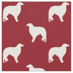 Borzoi Dog Silhouettes Red and White Patterned Fabric