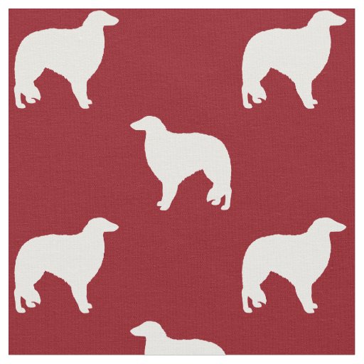 Borzoi Dog Silhouettes Red and White Patterned Fabric
