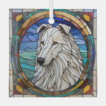 Borzoi Dog &quot;Stained Glass&quot; Glass Ornament