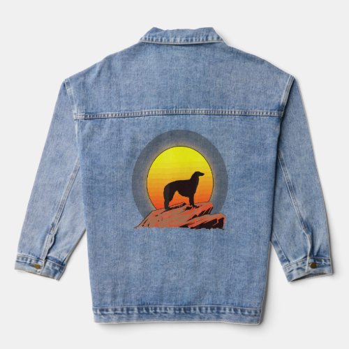 Borzoi Dog Sunrise  Denim Jacket