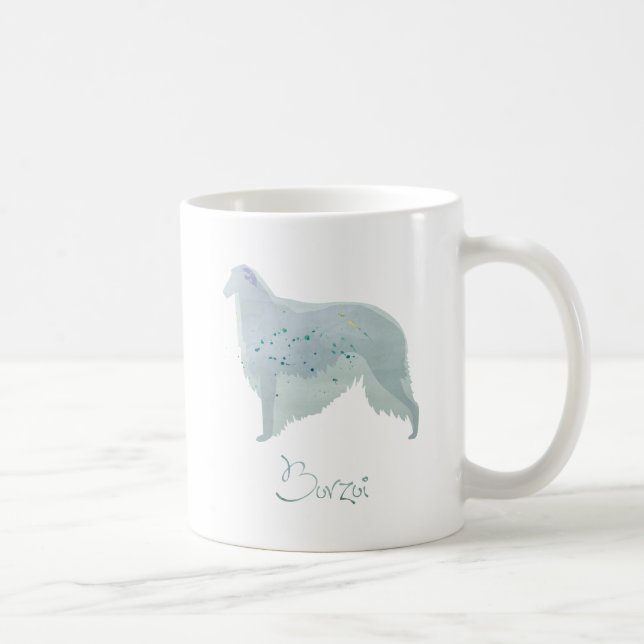 Borzoi Dog Watercolor Design Coffee Mug (Right)