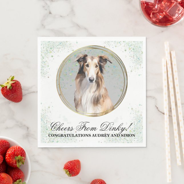 Borzoi Dog Wedding Napkins with Photo (Insitu)