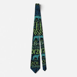 Borzoi Dog Word Art pattern Neck Tie