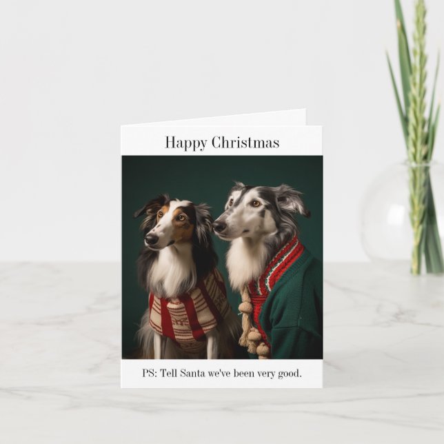 Borzoi Dogs Christmas Card (Front)
