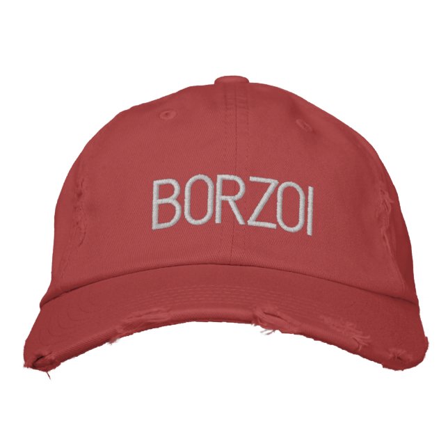 BORZOI DOGS EMBROIDERED BASEBALL CAP (Front)