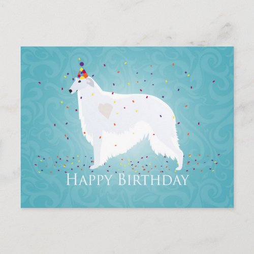 Borzoi Happy Birthday Design Postcard