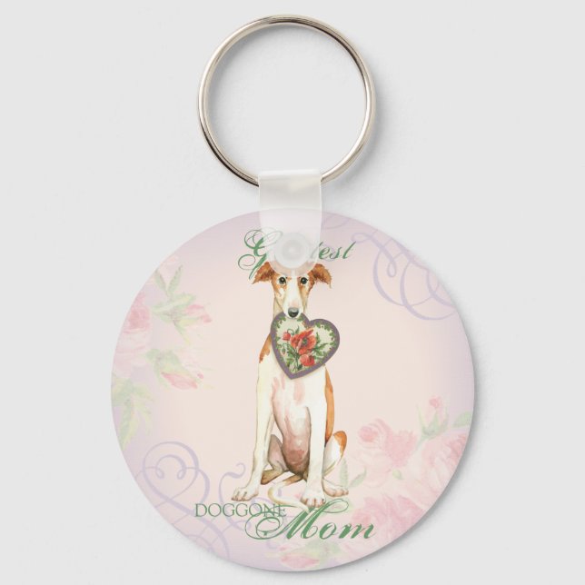 Borzoi Heart Mom Keychain (Front)
