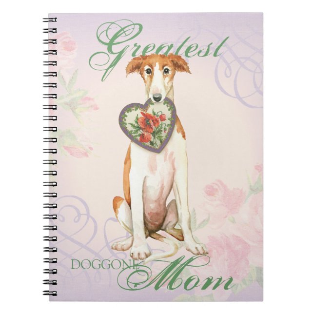 Borzoi Heart Mom Notebook (Front)