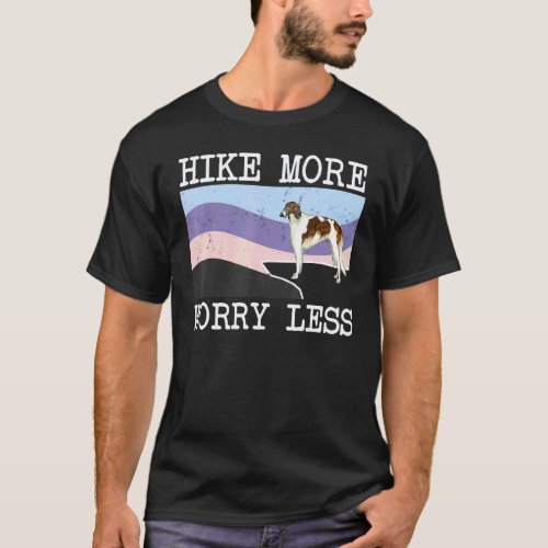 Borzoi Hike More Worry Less Graphic Hiking T-Shirt