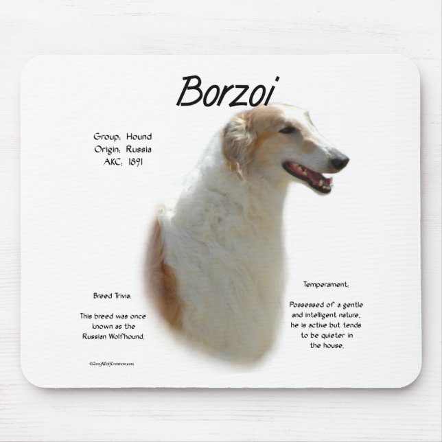 Borzoi History Design Mouse Pad (Front)