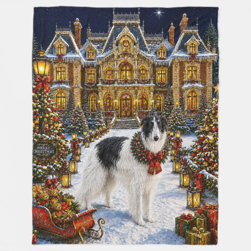 Borzoi Holiday  Fleece Blanket