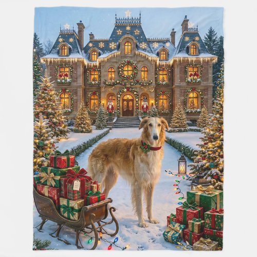 Borzoi Holiday  Fleece Blanket
